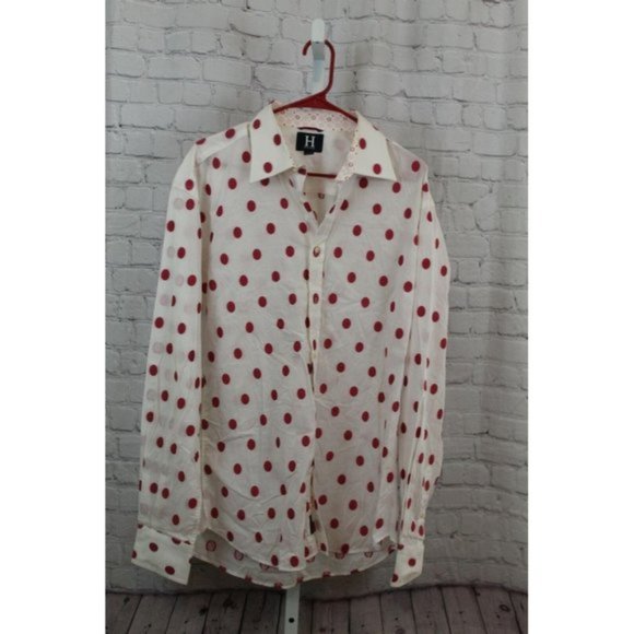 TOMMY HILFIGER WHITE/PINK POLKA DOT SHIRT XL - Picture 1 of 6